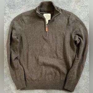 St. John's Bay Men's Zip-Front Sweater - Medium- Dark Gray